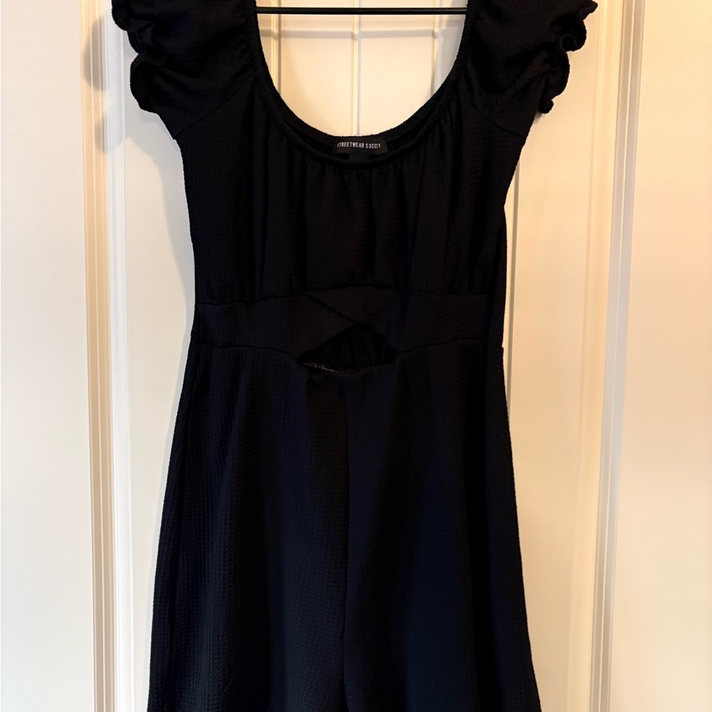 Black Romper with Waist Cut.
